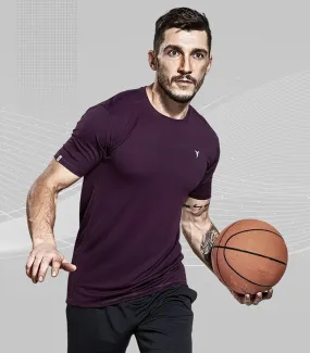 TechnoSport Crew Neck Half Sleeve Dry Fit T Shirt for Men OR-10 (Deep Purple)