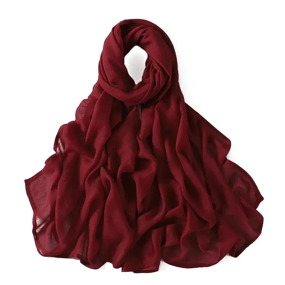 Thin Solid Color Rayon Hijab  Shawl for Muslim Women