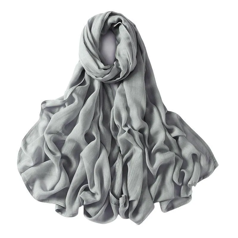 Thin Solid Color Rayon Hijab  Shawl for Muslim Women