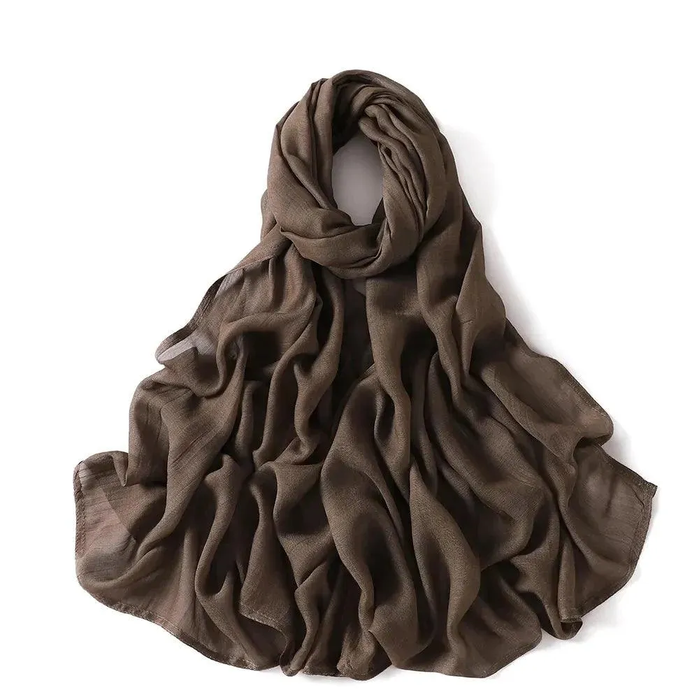 Thin Solid Color Rayon Hijab  Shawl for Muslim Women