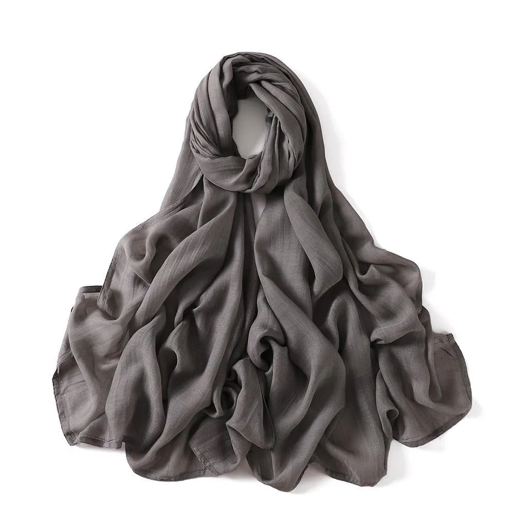 Thin Solid Color Rayon Hijab  Shawl for Muslim Women