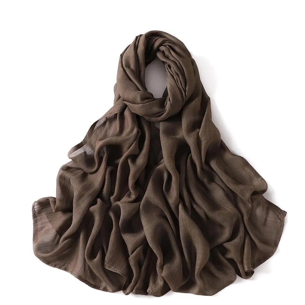 Thin Solid Color Rayon Hijab  Shawl for Muslim Women