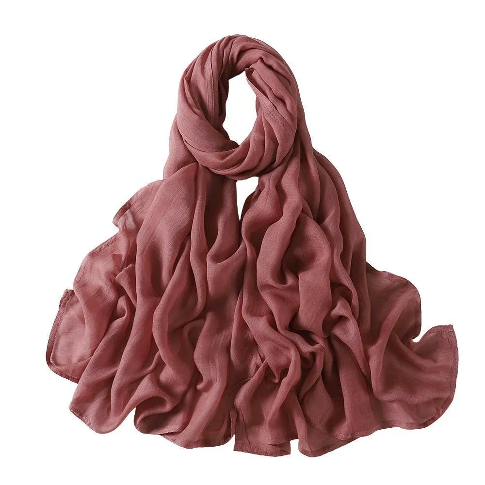 Thin Solid Color Rayon Hijab  Shawl for Muslim Women