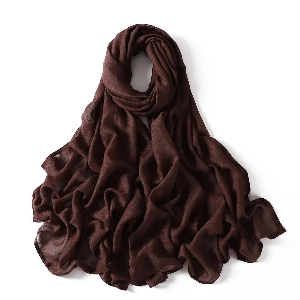 Thin Solid Color Rayon Hijab  Shawl for Muslim Women