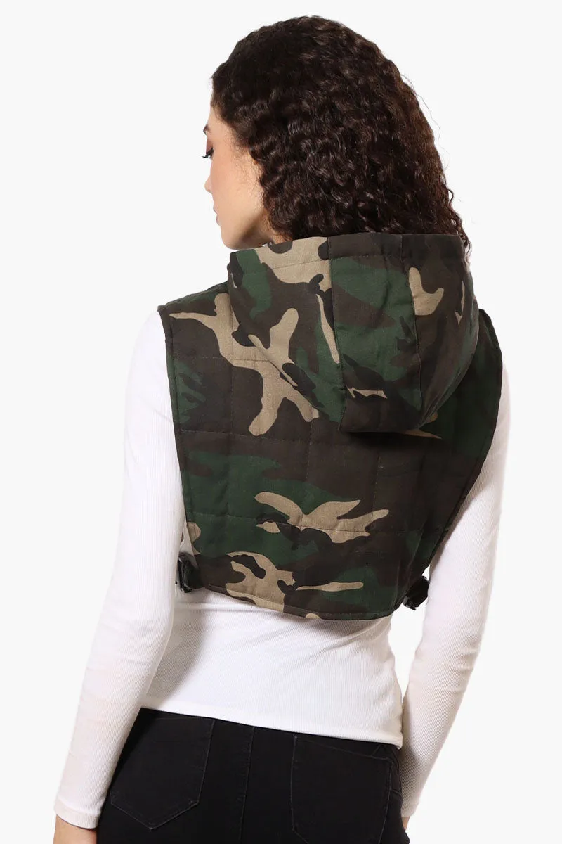 Urbanology Cropped Camo Vest - Olive