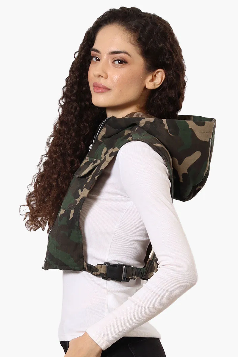 Urbanology Cropped Camo Vest - Olive