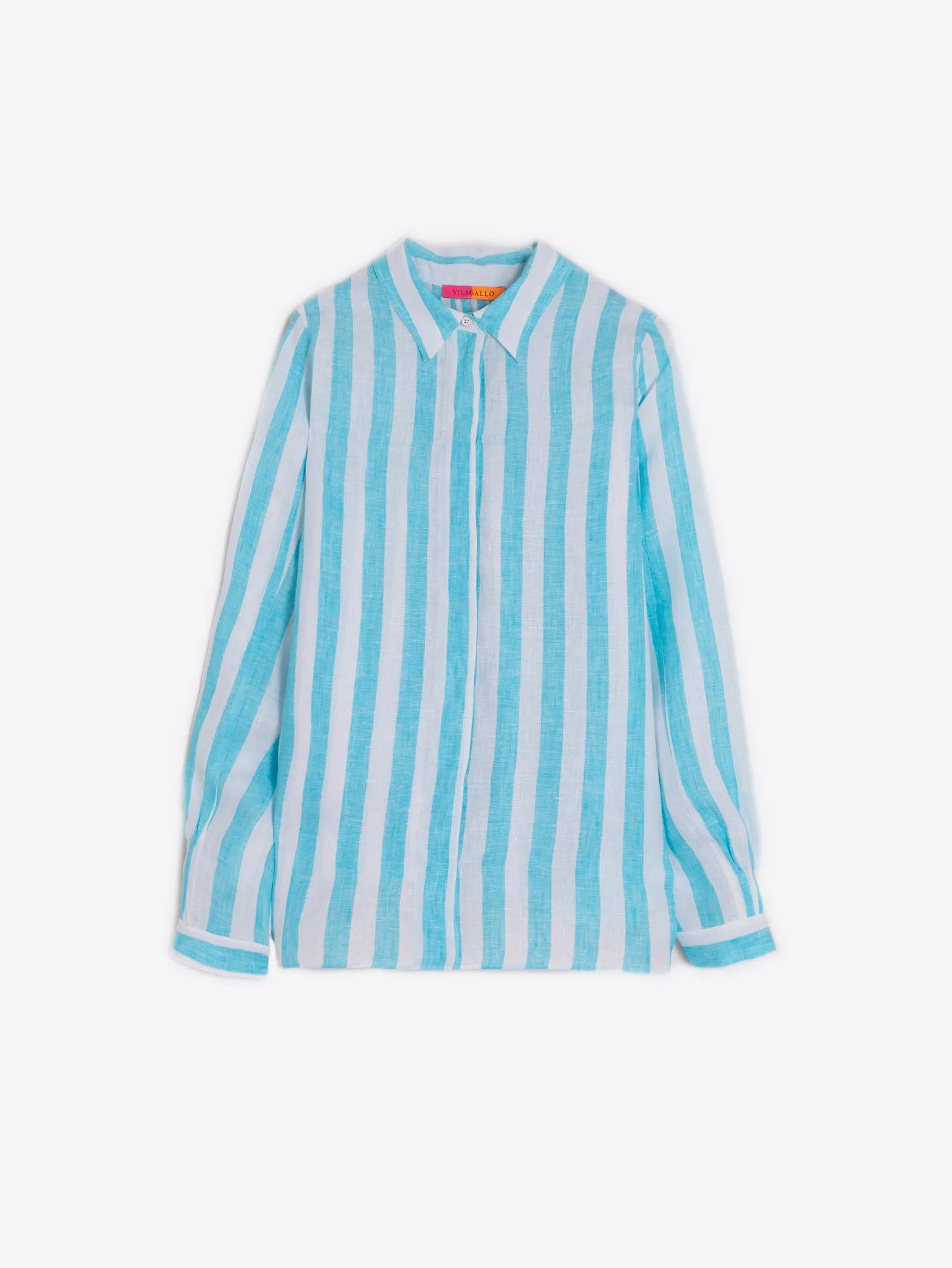 Vilagallo Turquoise/White Linen Shirt