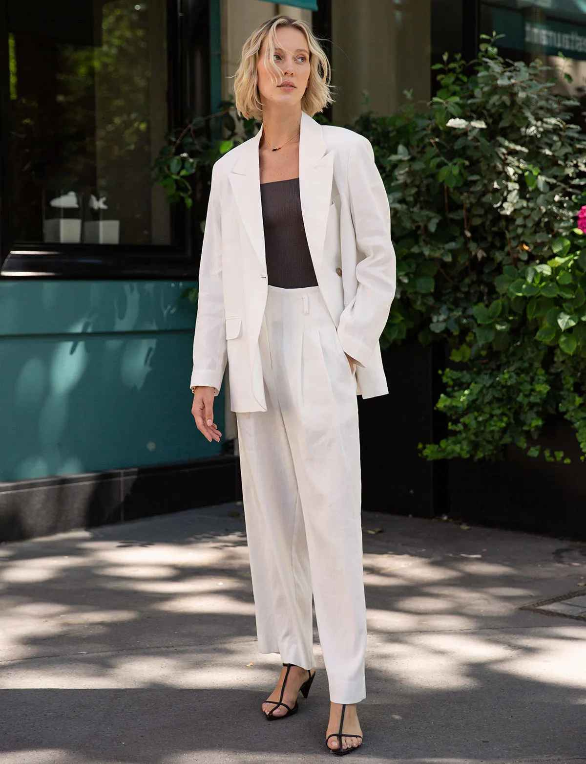 White Linen Blazer