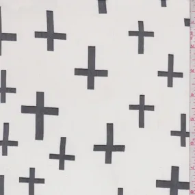 White/Black Cross Georgette Fabric