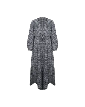 WREN TIERED MAXI DRESS NAVY GINGHAM