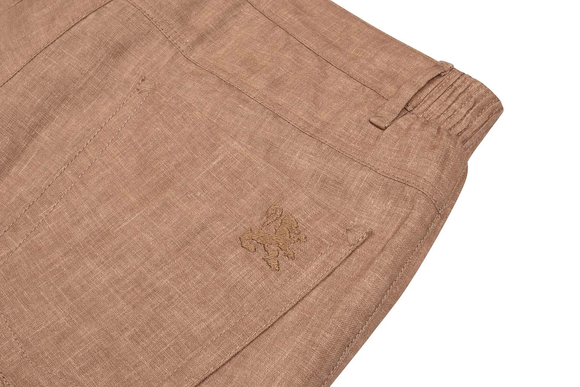 Zilli Slim Fit Linen Trousers with Micro Griffon Embroidery