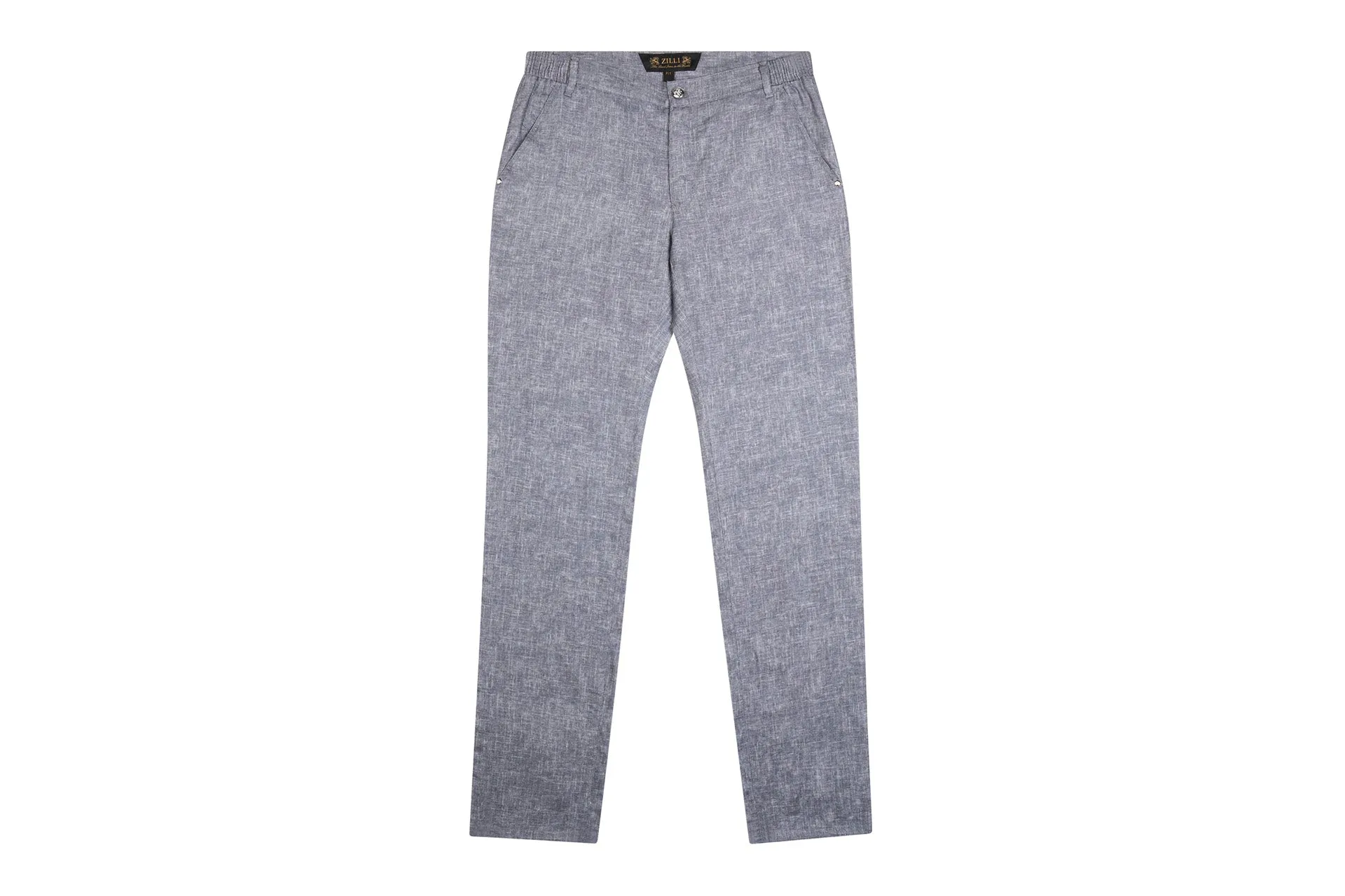 Zilli Slim Fit Linen Trousers with Micro Griffon Embroidery