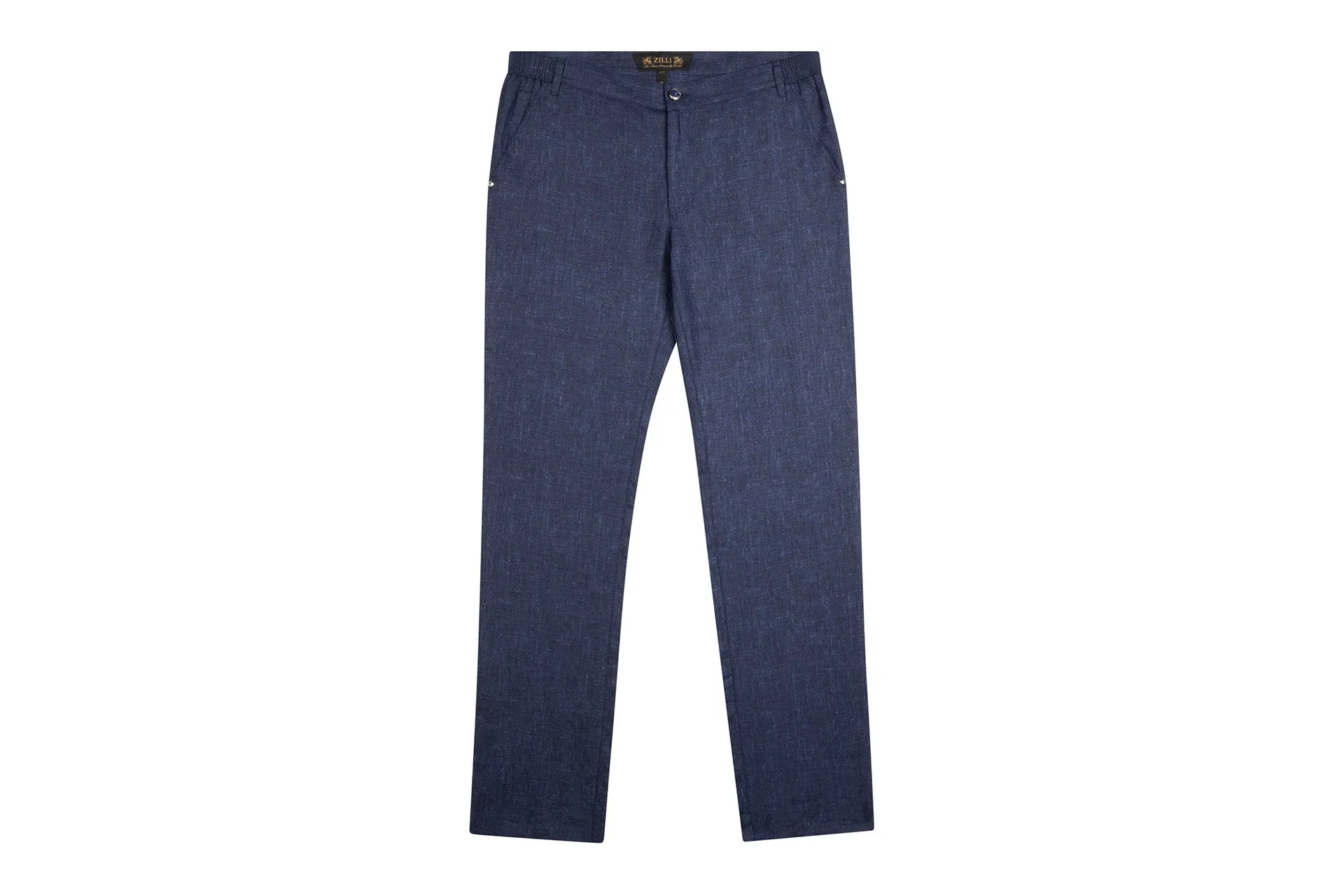 Zilli Slim Fit Linen Trousers with Micro Griffon Embroidery