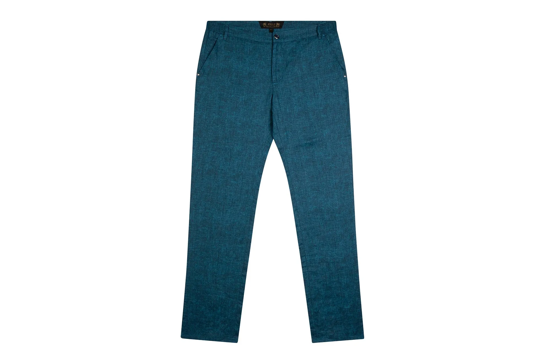 Zilli Slim Fit Linen Trousers with Micro Griffon Embroidery